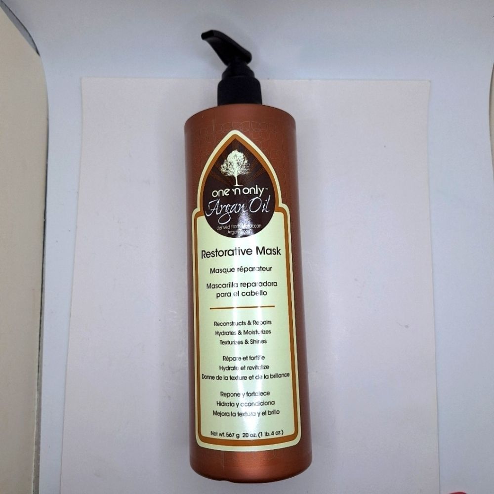One N Only Argan Oil Restorative Hair Mask, 20 Oz pump bottle damaged hair
